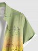 Plus Size Coconut Tree Mermaid Seascape Print Buttons Pocket Hawaii Shirt For Men -  