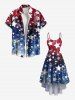 Plus Size Patriotic American Flag Ombre Colorblock Print High Low Cami Dres -  