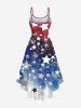 Plus Size Patriotic American Flag Ombre Colorblock Print High Low Cami Dres -  