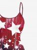 Plus Size Patriotic American Flag Ombre Colorblock Print High Low Cami Dres -  