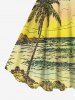 Plus Size Coconut Tree Mermaid Seascape Print Hawaii Tank Dress -  