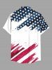 Chemise grande taille à boutons et poches, imprimé drapeau américain patriotique, pour homme - Blanc 4XL