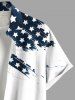 Chemise grande taille à boutons et poches, imprimé drapeau américain patriotique, pour homme - Blanc 4XL
