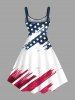 Plus Size Patriotic American Flag Print Tank Dress -  