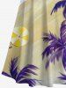 Robe longue trapèze à imprimé plage et cocotiers grande taille, style hawaïen, épaules dénudées et croisée - Bleu L
