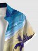 Chemise à poches boutonnées grande taille pour homme, imprimée cocotiers, plage et hawaïenne. - Bleu 3XL