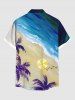 Chemise à poches boutonnées grande taille pour homme, imprimée cocotiers, plage et hawaïenne. - Bleu 3XL