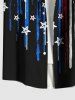 Plus Size Fireworks Patriotic American Flag Paint Drop Print Hawaii Button Pocket Shirt For Men -  