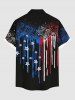 Plus Size Fireworks Patriotic American Flag Paint Drop Print Hawaii Button Pocket Shirt For Men -  