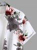 Chemise hawaïenne grande taille à imprimé feuilles de tournesol et poches boutonnées pour homme - Blanc 2XL