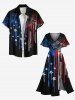 Plus Size Fireworks Patriotic American Flag Paint Drop Print Hawaii Split Pocket A Line Midi Dress -  
