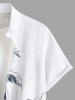 Plus Size Coconut Tree Sea Beach Print Hawaii Button Pocket Shirt For Men -  