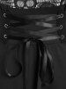 Gothic Crisscross Skull Lace Midi Flare Dress -  