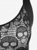 Gothic Crisscross Skull Lace Midi Flare Dress -  