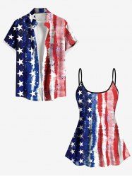 Maillot de bain imprimé drapeau américain patriotique, grande taille, tenue assortie pour couples - Bleu 