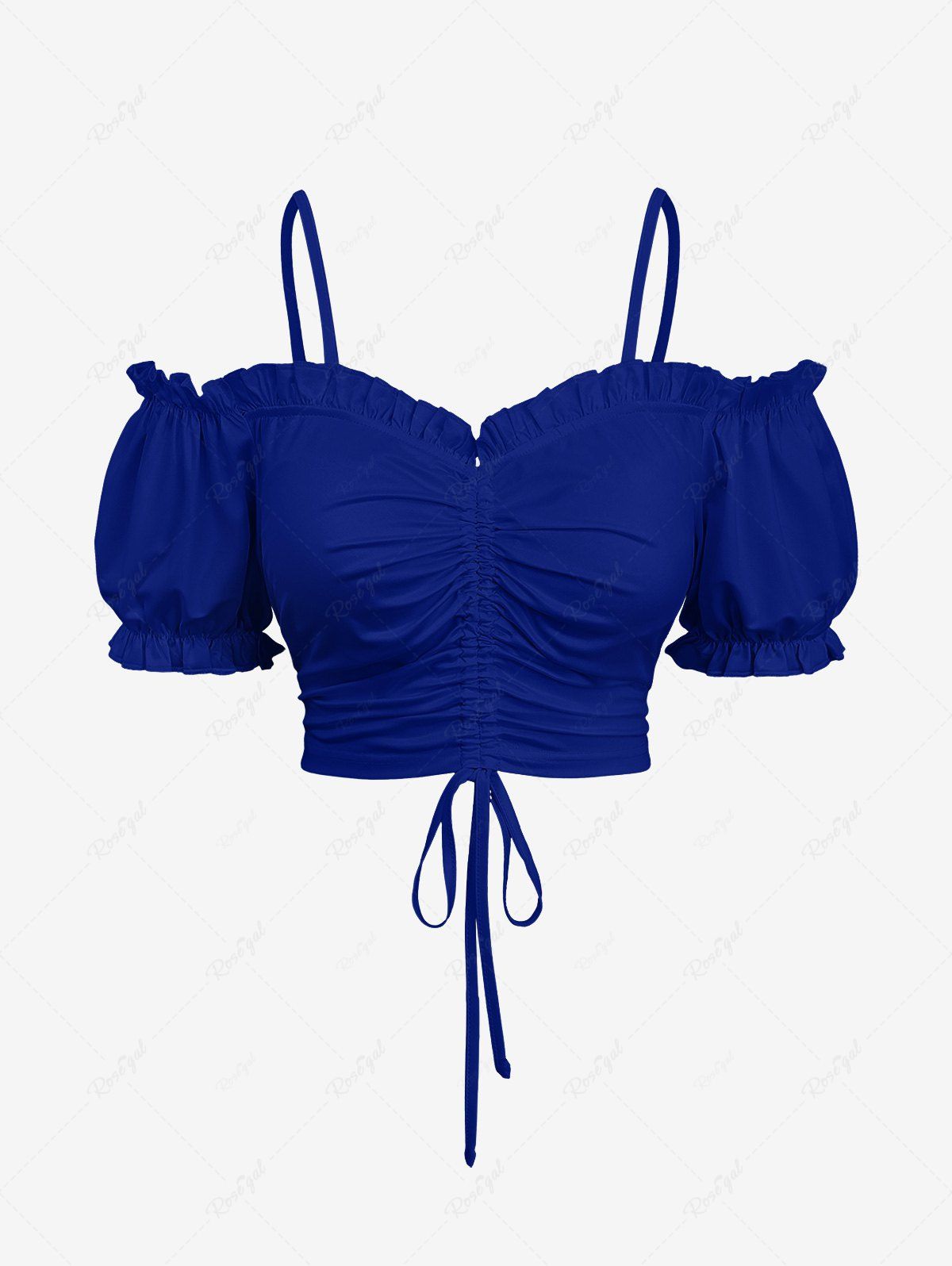 Best Plus Size Cinched Ruffles Ruched Cold Shoulder Cami Top  