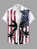 Tenue de plage hawaïenne assortie grande taille, motif drapeau américain patriotique et imprimé cocotier, pour couples - Rouge 