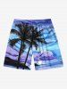 Coconut Tree Sun Abstract Painting Print Plus Size Matching Hawaii Beach Outfit For Couples -  