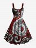Flower Bouquet Music Symbol Dragon Print Plus Size Matching Outfit For Couples -  