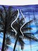 Plus Size Coconut Tree Abstract Painting Print Hawaii Drawstring Beach Shorts For Men -  