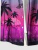 Plus Size Coconut Tree Fighter Arms Print Buttons Pocket Hawaii Shirt For Men -  