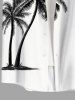 Chemise hawaïenne grande taille à imprimé cocotier, bateau, oiseau, boutons et poches pour homme - Blanc 4XL