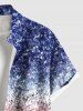 Plus Size Patriotic American Flag Sparkling Sequin 3D Print Buttons Pocket Shirt For Men -  