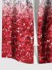 Chemise grande taille à imprimé 3D avec boutons et poche, motif drapeau américain patriotique, paillettes scintillantes, pour homme - Rouge 3XL