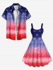 Plus Size Patriotic American Flag Star Colorblock Print Tank Dress -  