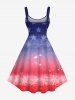 Plus Size Patriotic American Flag Star Colorblock Print Tank Dress -  