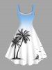 Robe débardeur hawaïenne grande taille à imprimé ombré cocotier, navire, oiseau - Blanc XXS