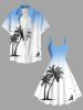 Robe débardeur hawaïenne grande taille à imprimé ombré cocotier, navire, oiseau - Blanc 6X