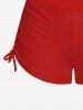 Plus Size Patriotic American Flag Print Halter Twist Cinched Tankini Swimsuit -  