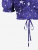 Plus Size Patriotic American Flag Print Cinched Ruffles Ruched Cold Shoulder Cami Top -  