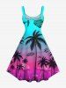 Plus Size Coconut Tree Fighter Arms Ombre Print Hawaii Tank Dress -  
