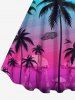 Robe débardeur hawaïenne grande taille à imprimé ombré Coconut Tree Fighter Arms - Rouge 3X