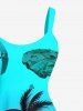 Robe débardeur hawaïenne grande taille à imprimé ombré Coconut Tree Fighter Arms - Rouge 3X