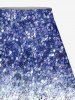 Plus Size Patriotic American Flag Colorblock Sparkling Sequin 3D Print Split Skirt -  
