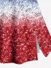 Plus Size Patriotic American Flag Colorblock Sparkling Sequin 3D Print Split Skirt -  