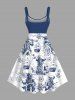 Plus Size Skull Pirate Ship Rudder Anchor Cruise Print Hawaii Tank Dress -  