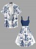 Robe débardeur hawaïenne grande taille à imprimé tête de mort, bateau pirate, gouvernail, ancre, croisière - Blanc 5X