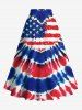 Plus Size Patriotic American Flag Tie Dye Heart Print Split Skirt -  