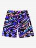 Plus Size Ocean Current Print Hawaii Beach Shorts For Men -  
