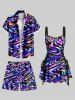 Plus Size Ocean Current Print Hawaii Beach Shorts For Men -  