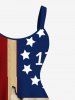 Plus Size Patriotic American Flag Coconut Tree Distressed Newspaper Print Hawaii A Line Tank Dress -  