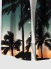 Plus Size Coconut Tree Ombre Galaxy Print Hawaii Button Pocket Shirt For Men -  