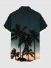 Plus Size Coconut Tree Ombre Galaxy Print Hawaii Button Pocket Shirt For Men -  