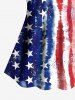 Haut tankini à imprimé drapeau américain patriotique (bretelles réglables) - Bleu 1X