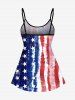 Haut tankini à imprimé drapeau américain patriotique (bretelles réglables) - Bleu 1X