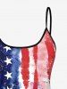 Haut tankini à imprimé drapeau américain patriotique (bretelles réglables) - Bleu 4X